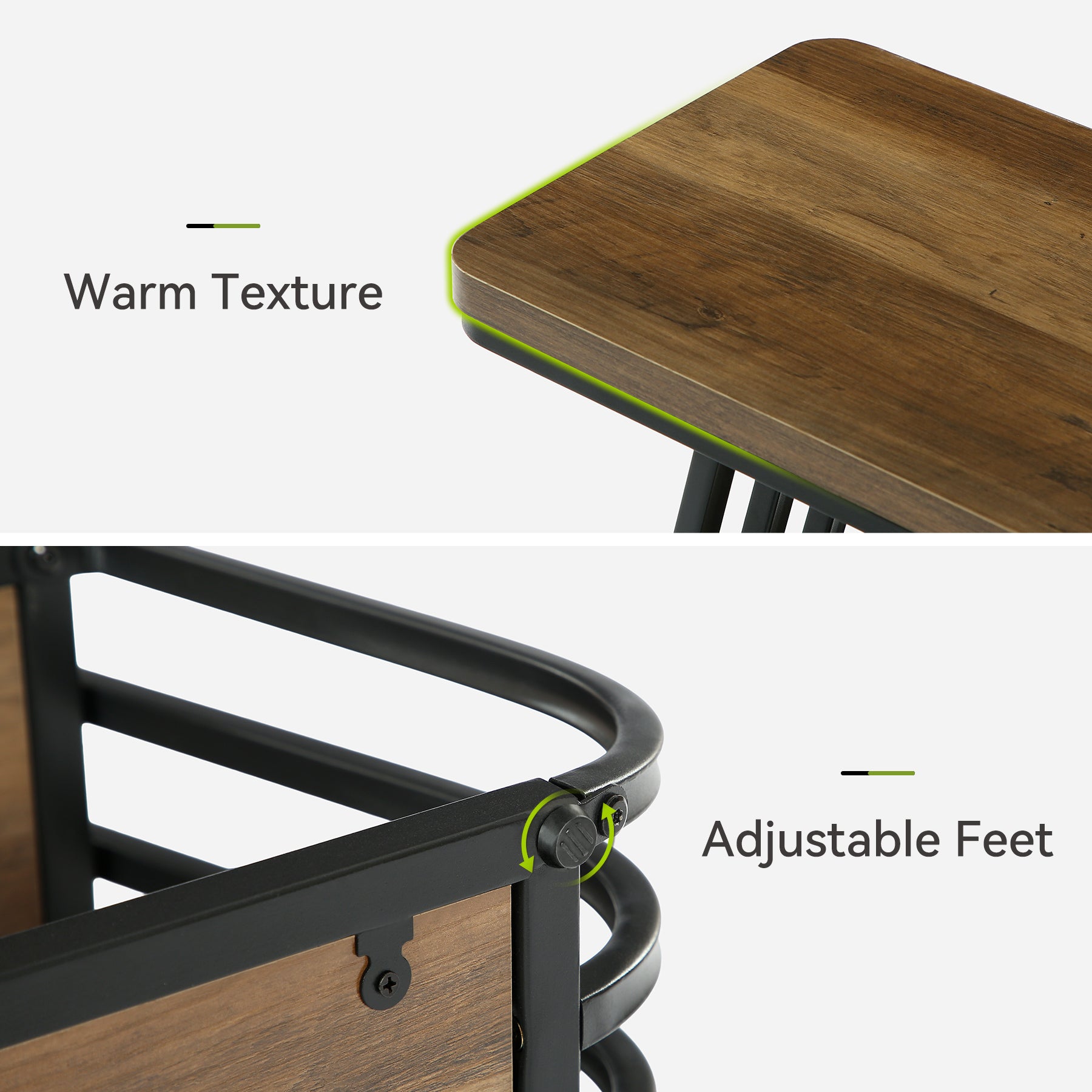 Beistelltisch 3-stufig, schmaler Nachttisch für kleine Räume, Industrie-Sofatisch aus Holz