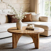 Tribesigns Runder Couchtisch aus Massivholz 80 cm, Landhaus Wohnzimmertisch mit geschwungenen Beinen 3