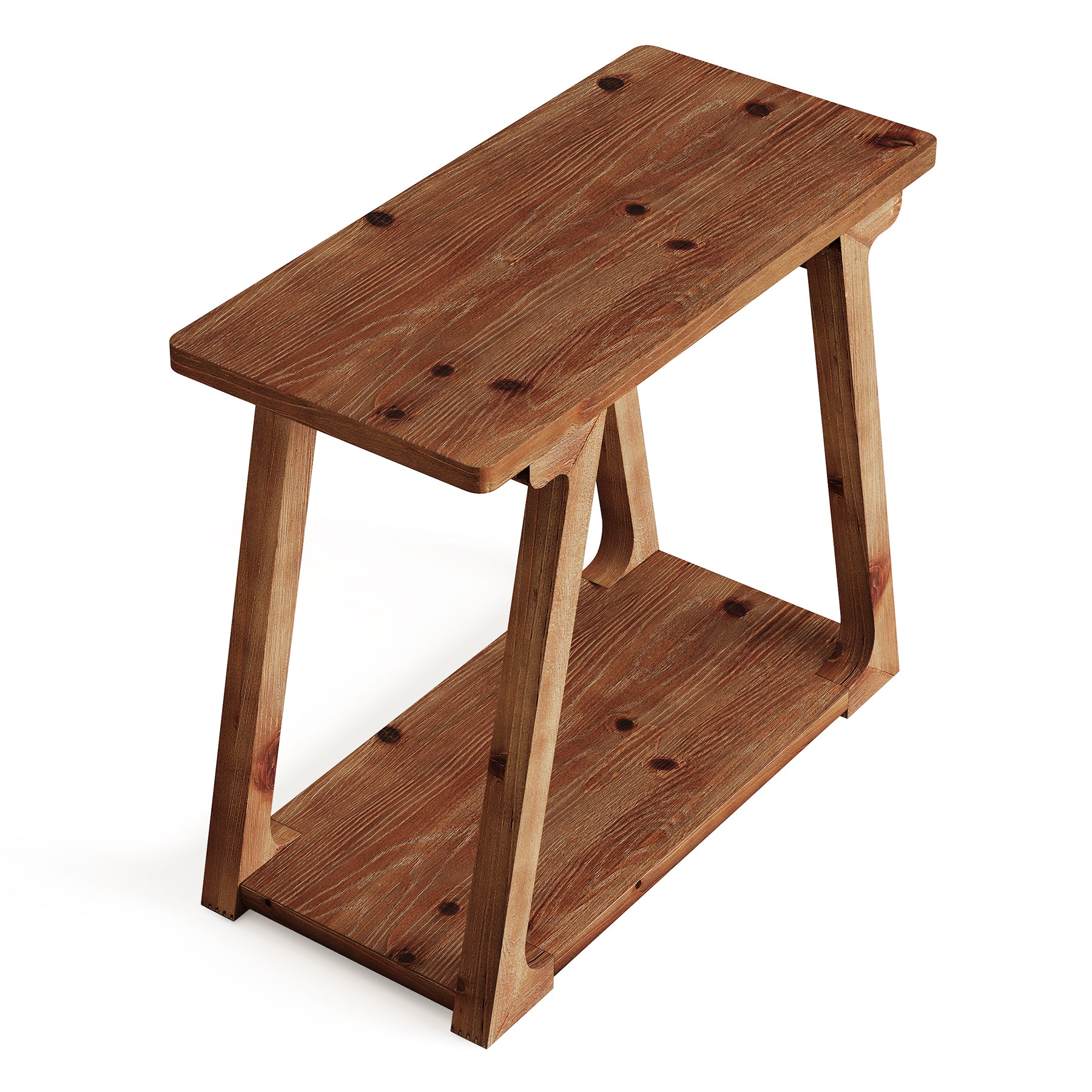 Tribesigns Massivholz Beistelltisch 2 Ebenen, schmaler Nachttisch im Landhausstil