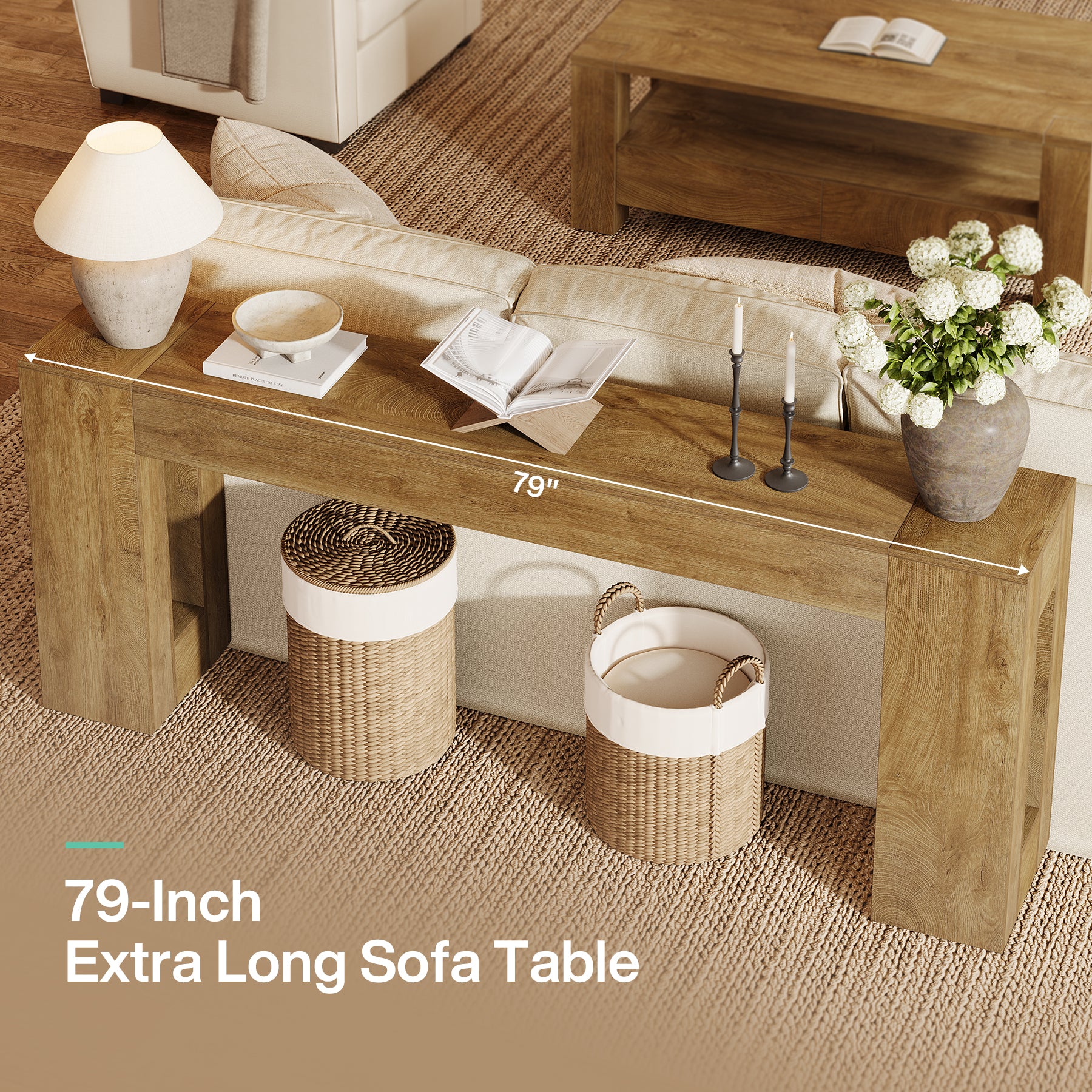 Tribesigns Konsolentisch 200 cm extra lang, schmaler Sofatisch hinter dem Sofa