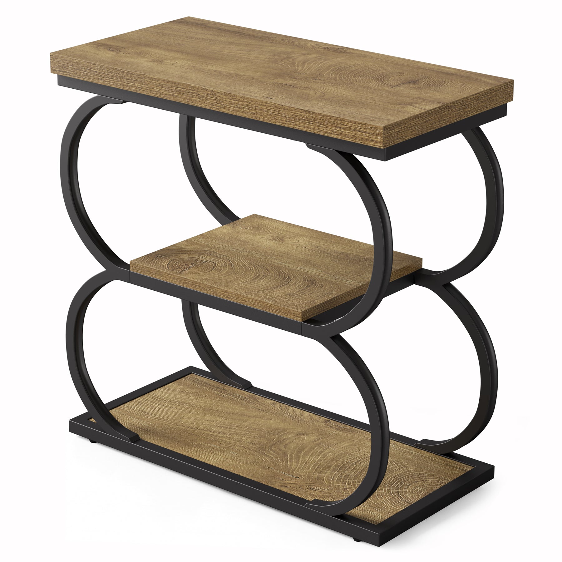 Tribesigns 3-stufiger schmaler Beistelltisch im Industrial Stil, Nachttisch für kleine Räume