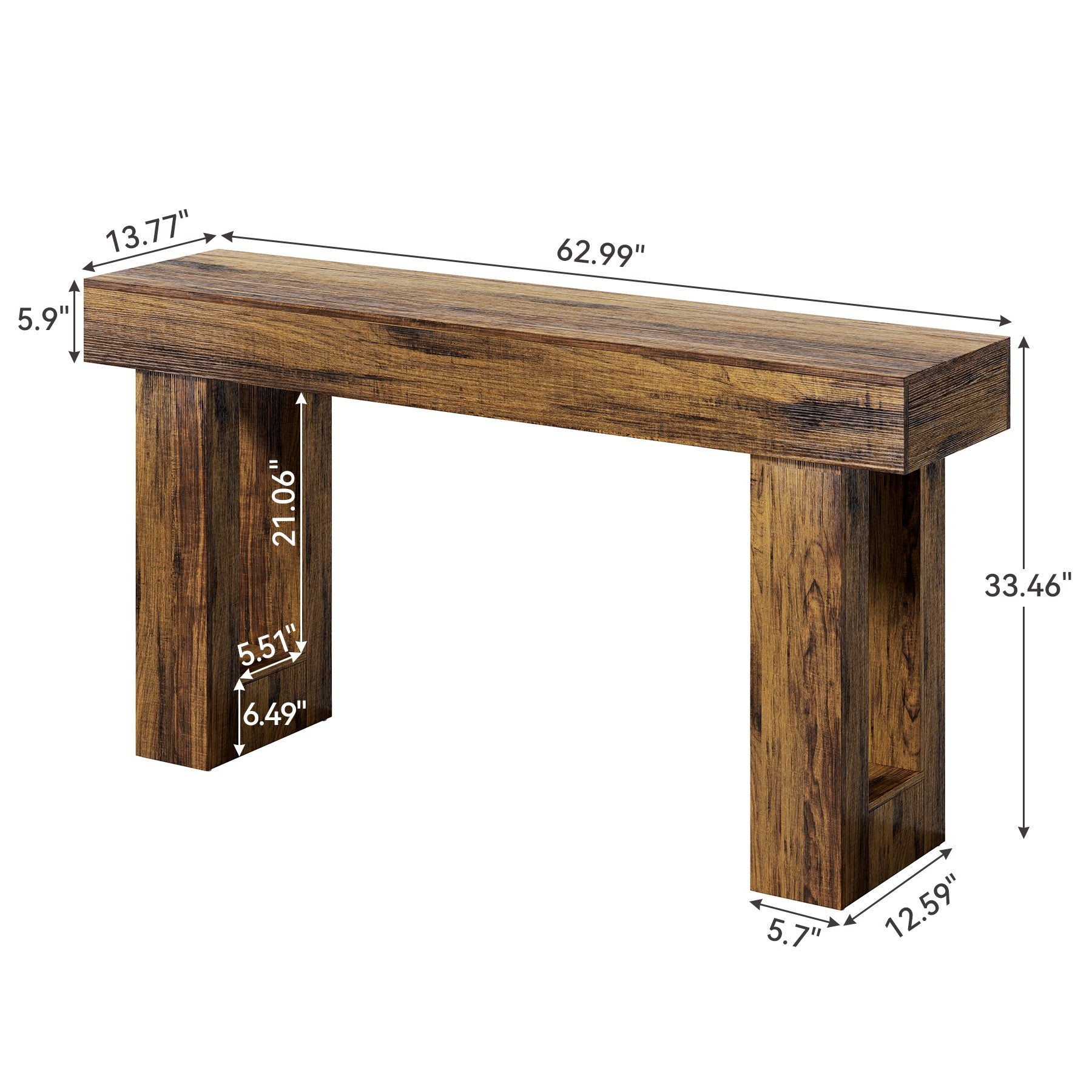 160cm Konsolentisch, Bauernhaus-Sofatisch aus Holz, Eingangstisch