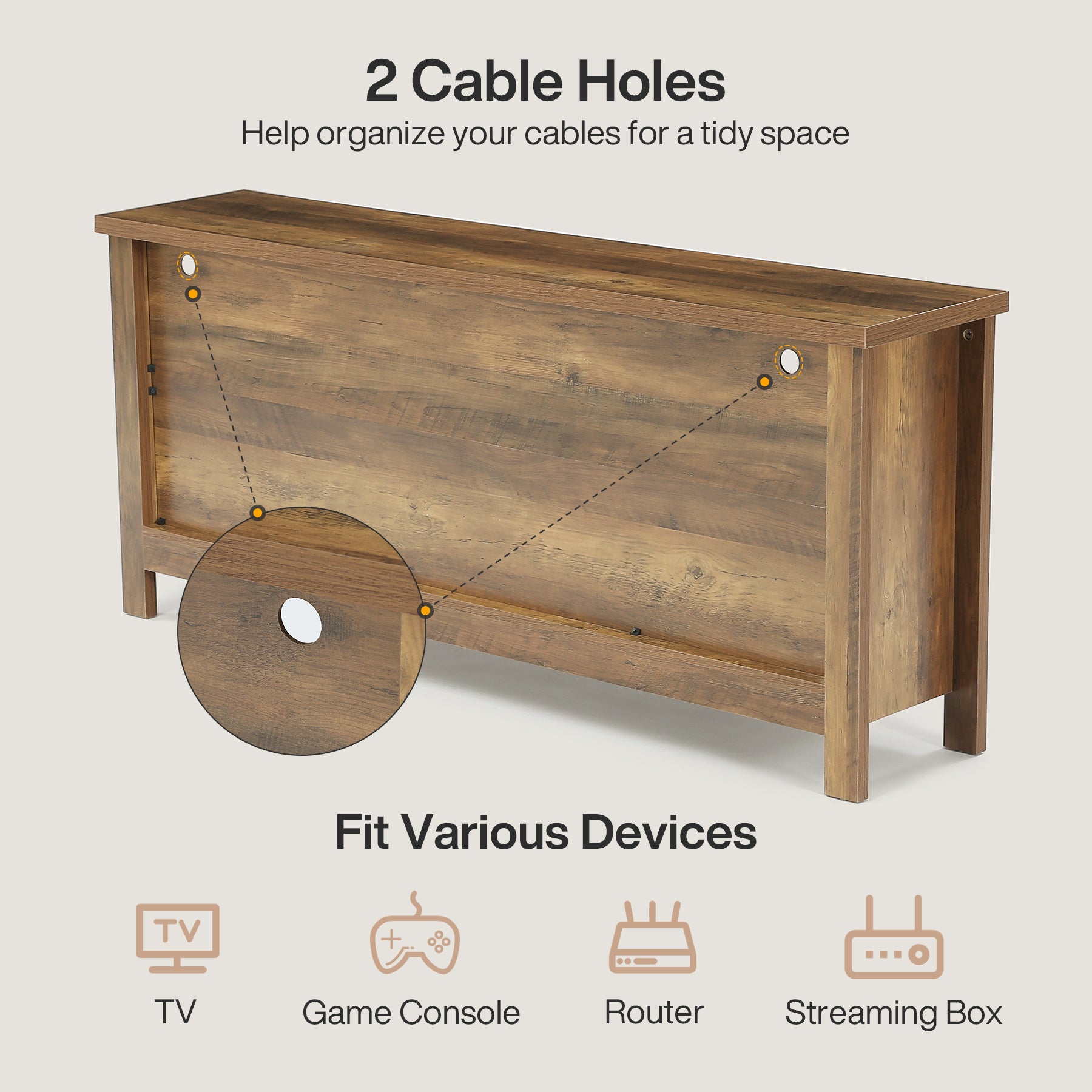 Tribesigns TV Lowboard 160 cm für Fernseher bis 70 Zoll, TV-Schrank im Landhausstil mit verstellbaren Ablagen
