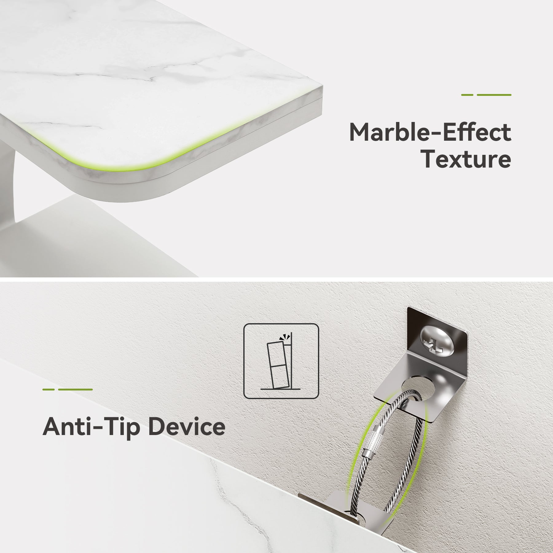 Tribesigns Konsolentisch Weiß 100 cm, Schmaler Flurtisch mit Marmoroptik & Ablage