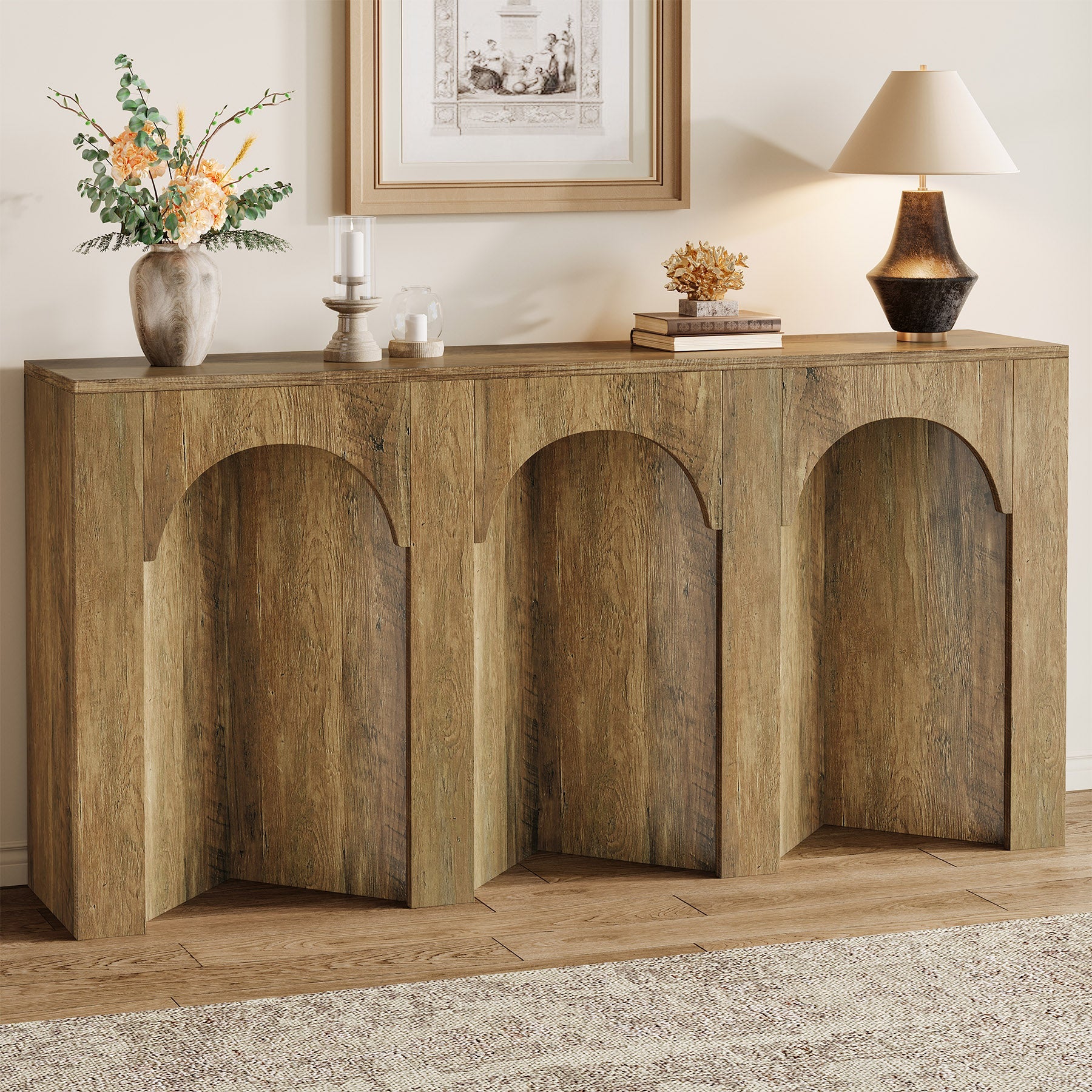 160cm Konsolentisch, schmaler Eingangstisch, Sofatisch im Retro-Stil