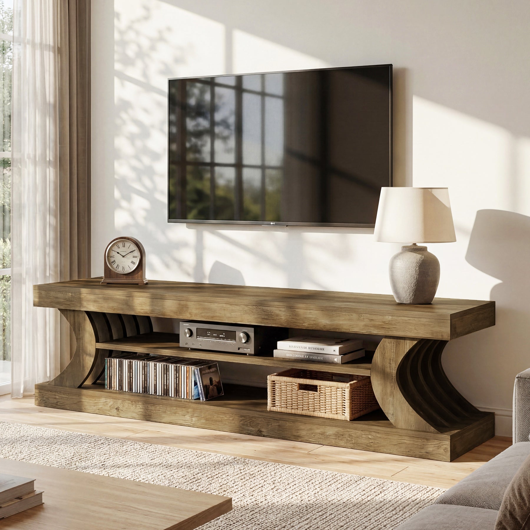 Tribesigns Schuhbank 160 cm mit Stauraum, 3-stufige Flurbank im Landhausstil mit offenen Ablagen