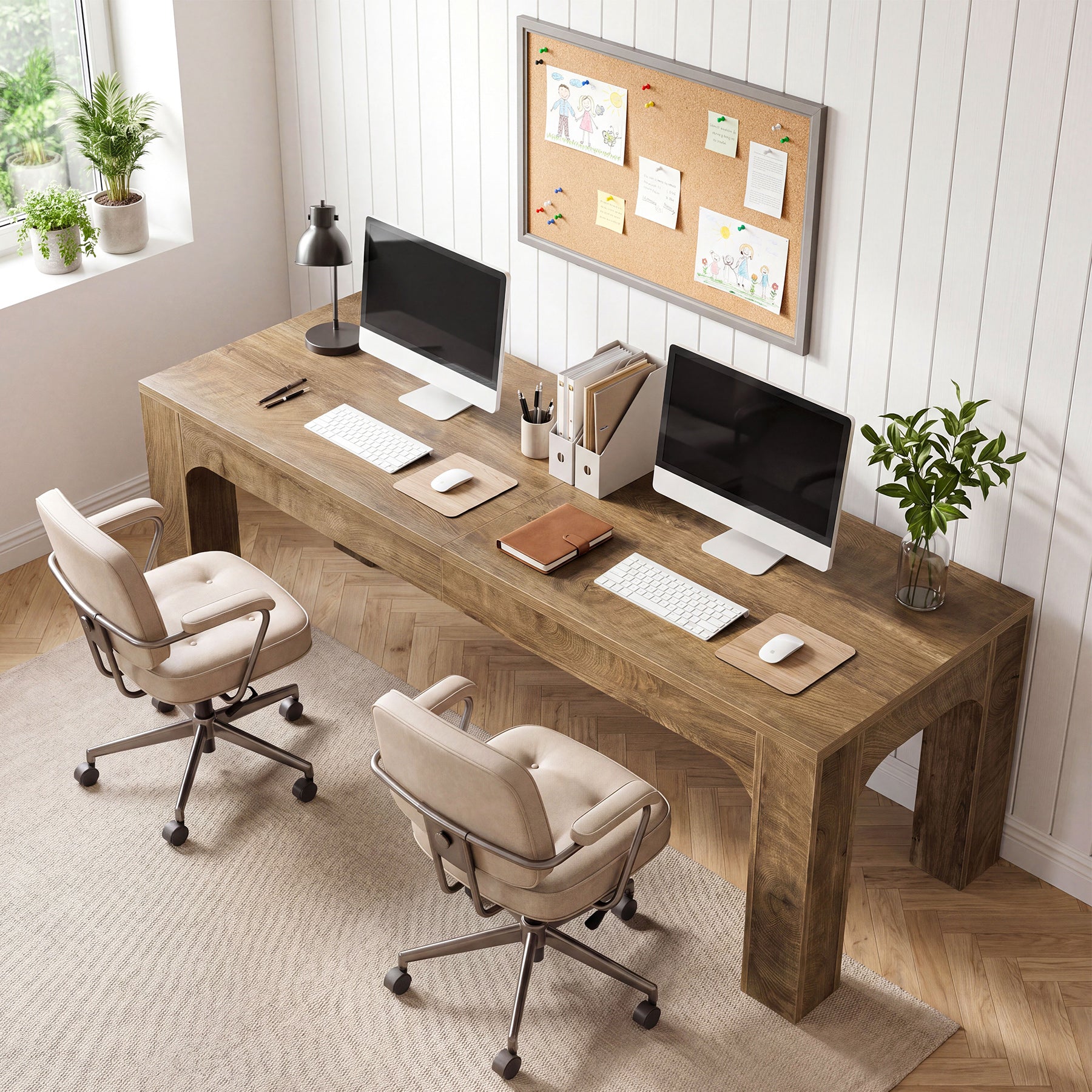 Schreibtisch für 2 Personen 180 cm, Doppel-Schreibtisch für Homeoffice & Büro