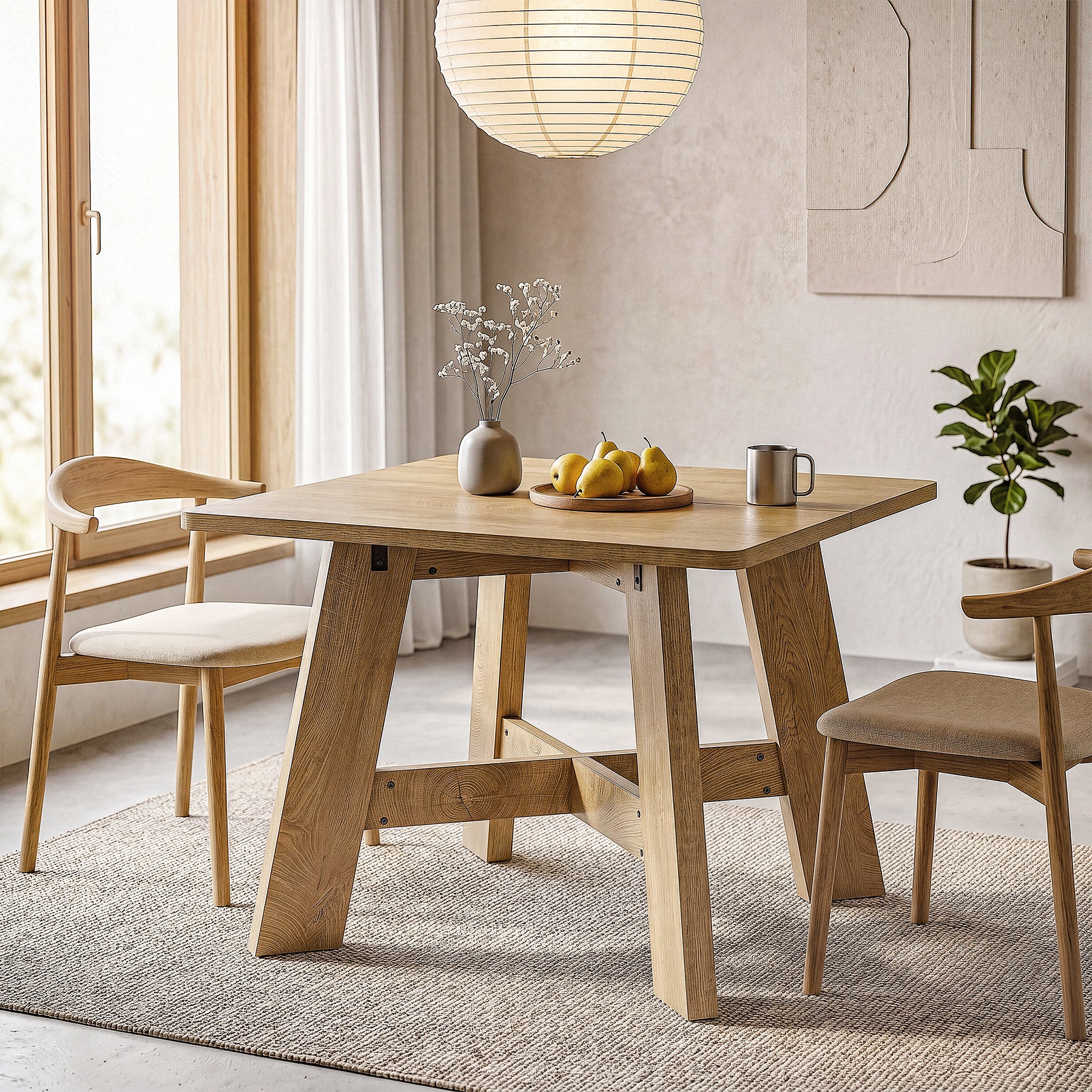 Tribesigns Quadratischer Esstisch 100x100 cm für 4–6 Personen, Platzsparender Küchentisch mit Sockelfuß
