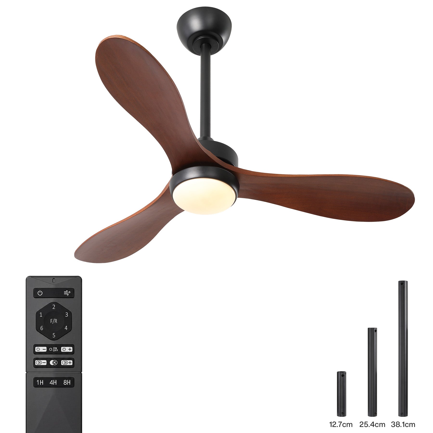 Tribesigns Deckenventilator mit Licht 106 cm, LED Deckenventilator mit Fernbedienung, Reversibler DC-Motor, 6 Geschwindigkeiten