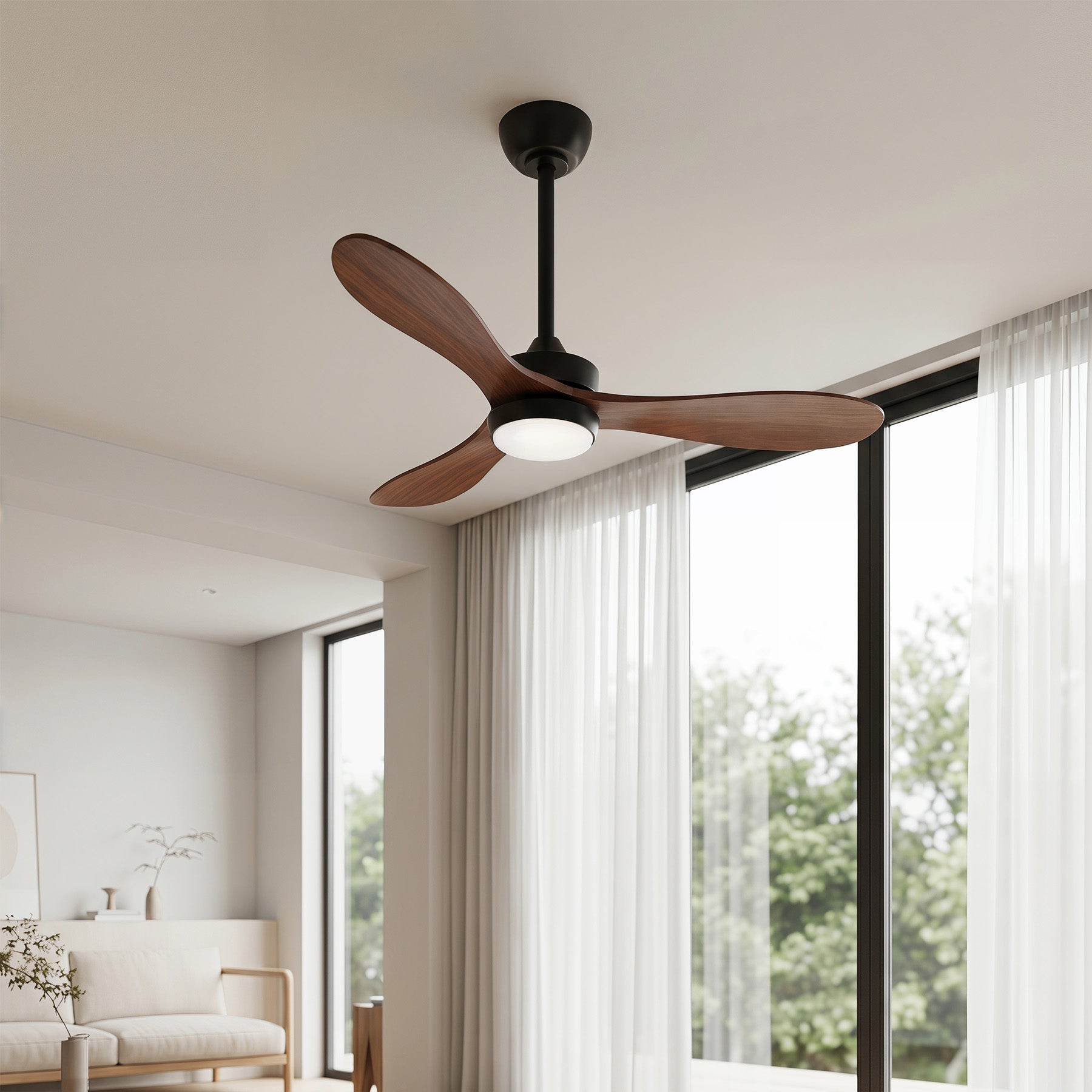 Tribesigns Deckenventilator mit Licht 106 cm, LED Deckenventilator mit Fernbedienung, Reversibler DC-Motor, 6 Geschwindigkeiten