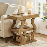 Tribesigns Beistelltisch Landhausstil 61 cm, Schmaler 3-stufiger Nachttisch mit Stauraum 3