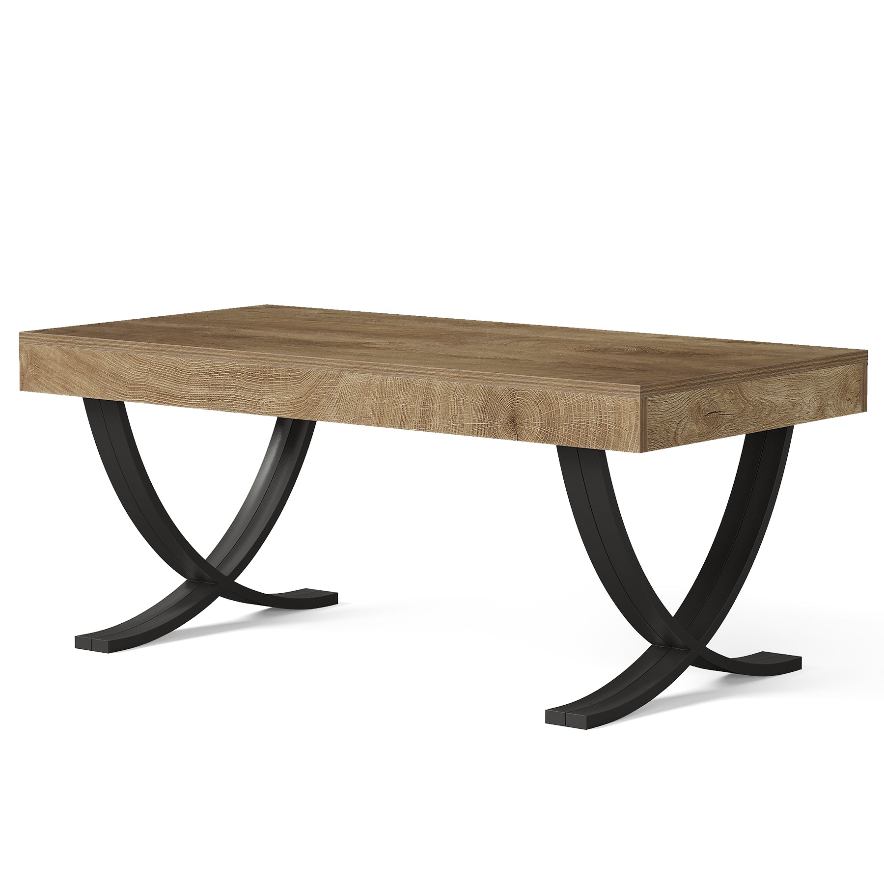 Tribesigns Couchtisch 120 cm rechteckig, Industrial Wohnzimmertisch mit Metallgestell