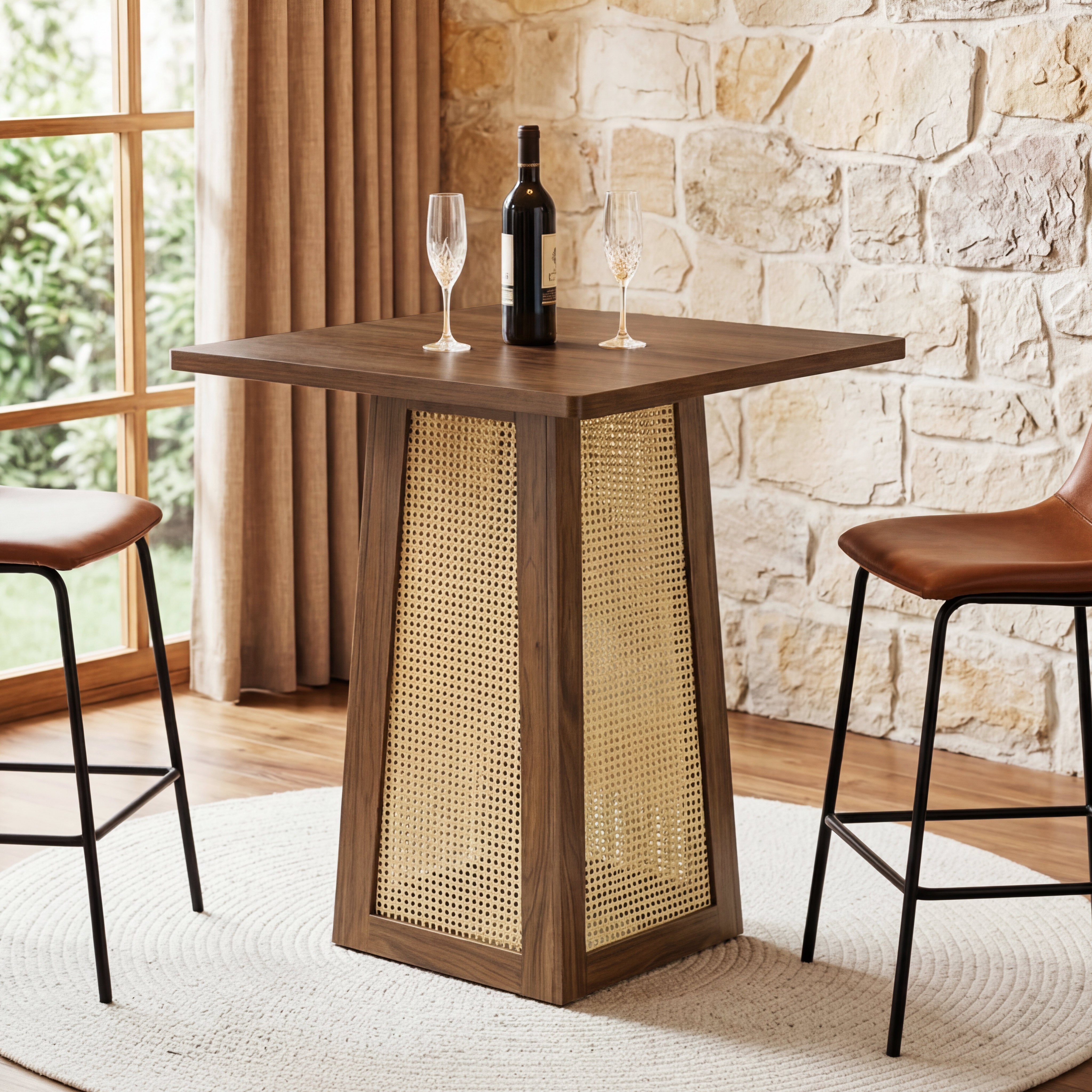 Tribesigns Bartisch 80 x 80 cm mit Sockelfuß, Küchen-Bartisch für 2–4 Personen im Landhausstil