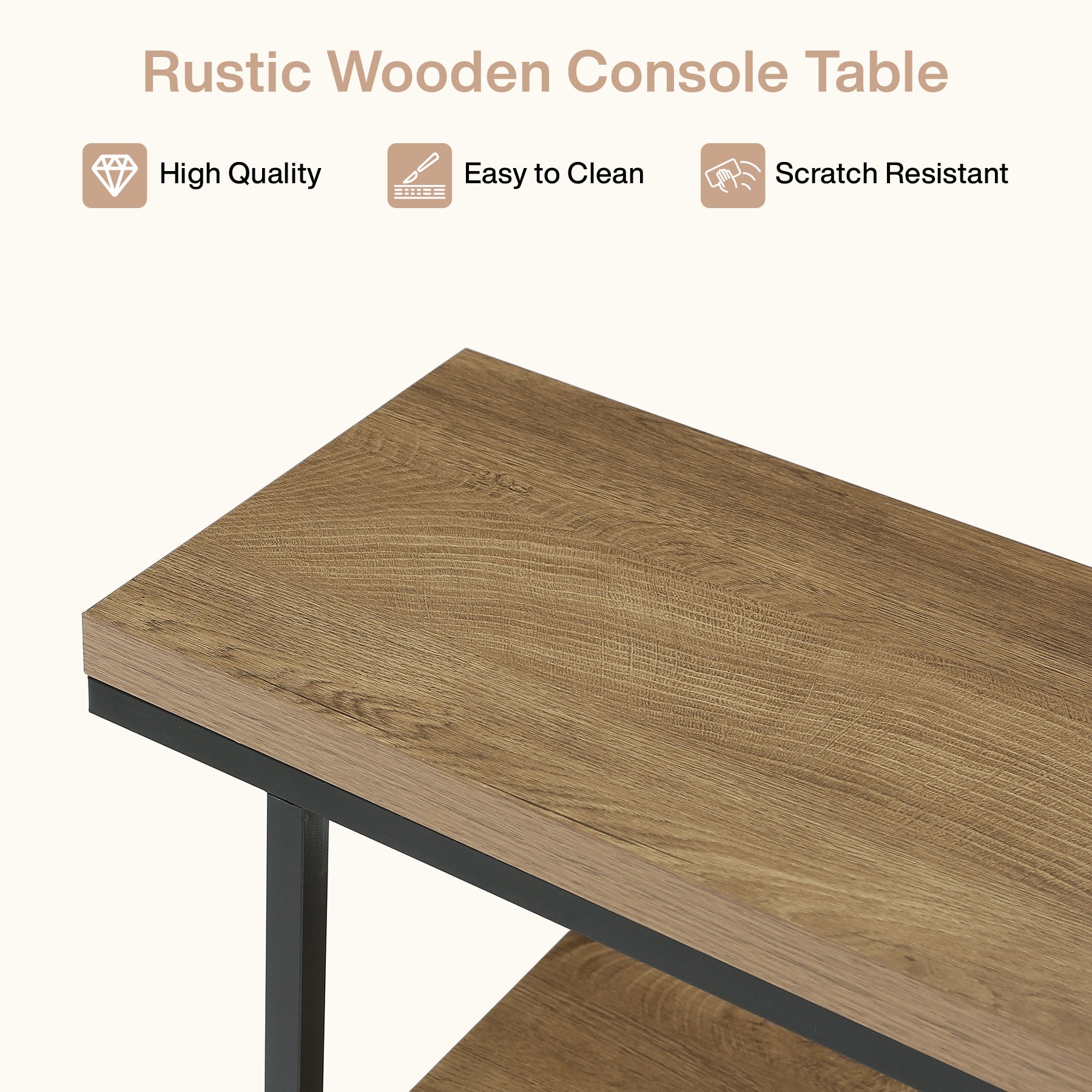 Tribesigns Konsolentisch 100 cm schmal mit 4 Ablagen, Industrial Sofatisch mit offenem Stauraum