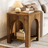 Tribesigns Beistelltisch im Landhausstil mit Rundbogen-Design, 2-stufiger Nachttisch mit Ablage 3