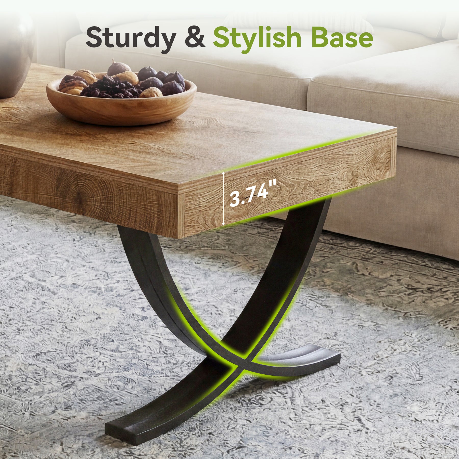 Tribesigns Couchtisch 120 cm rechteckig, Industrial Wohnzimmertisch mit Metallgestell