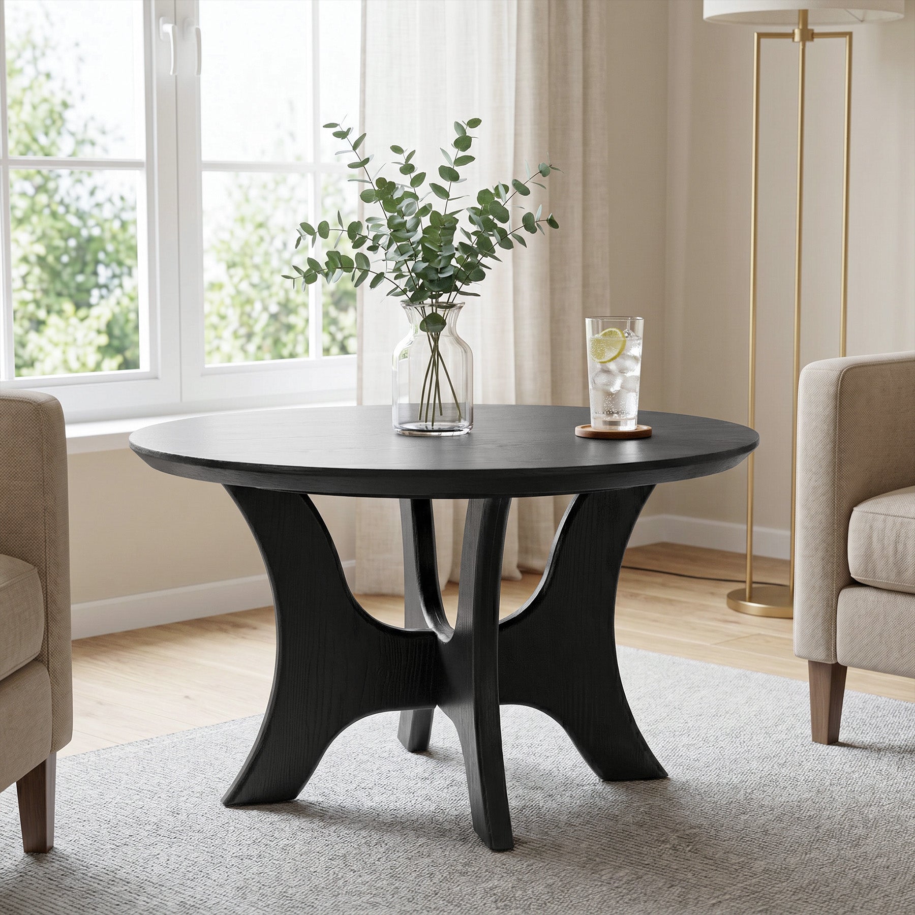 Tribesigns Runder Couchtisch 79 cm, Moderner Wohnzimmertisch mit stabilem Kreuzgestell