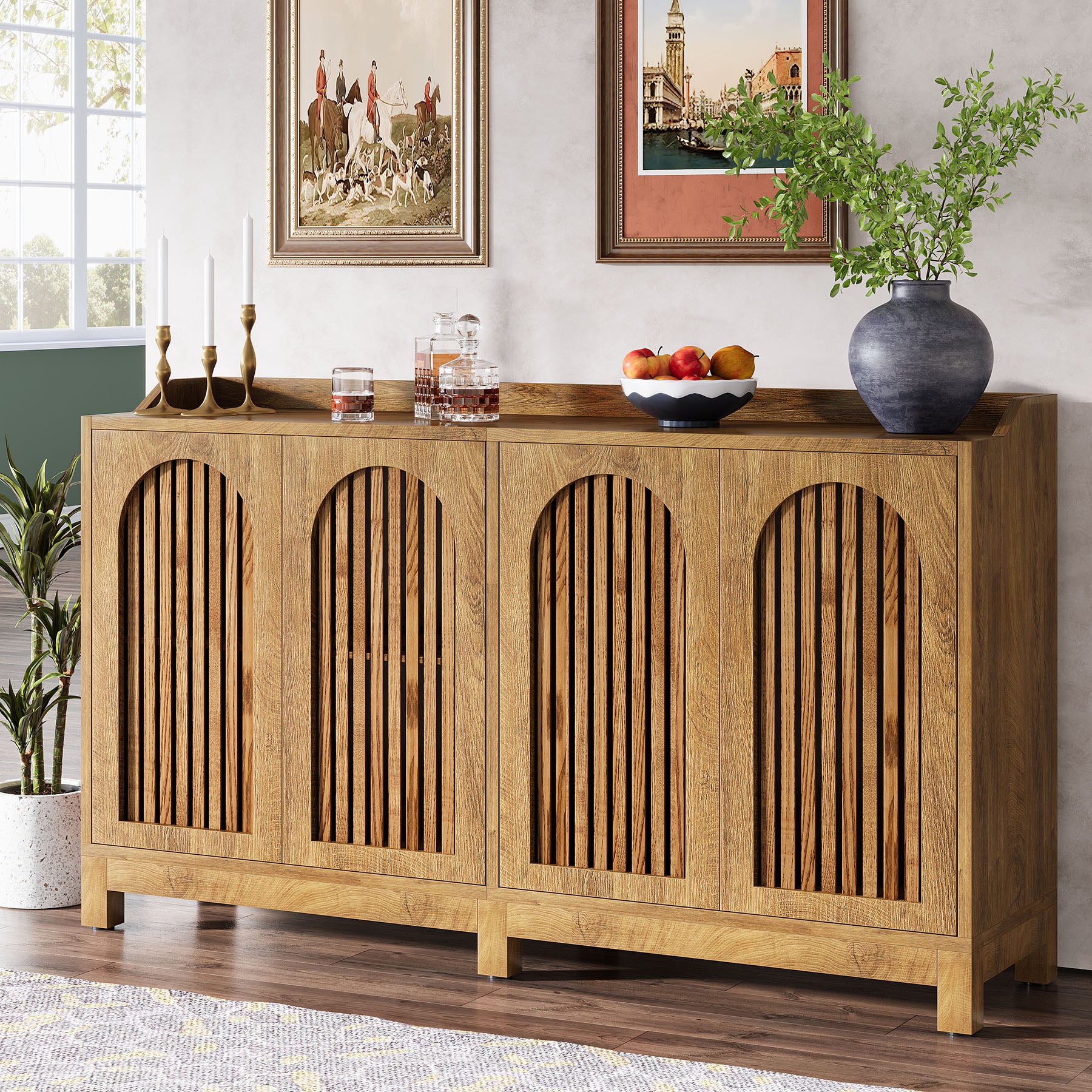 Tribesigns Sideboard 145 cm, Buffetschrank mit Türen & Verstellbaren Einlegeböden
