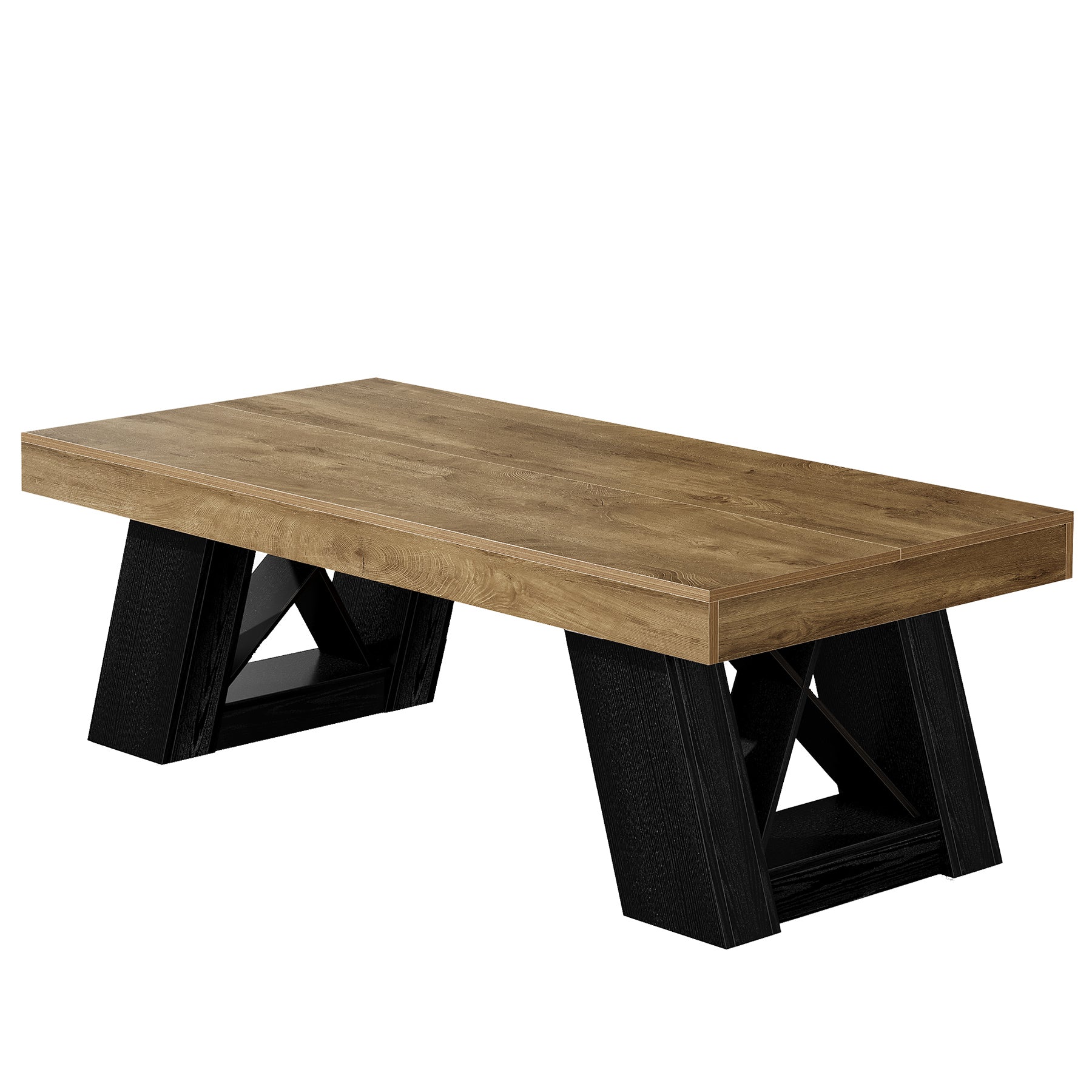 Tribesigns Couchtisch 140 cm für Wohnzimmer, Großer Wohnzimmertisch mit Starker Tischplatte und X-Gestell