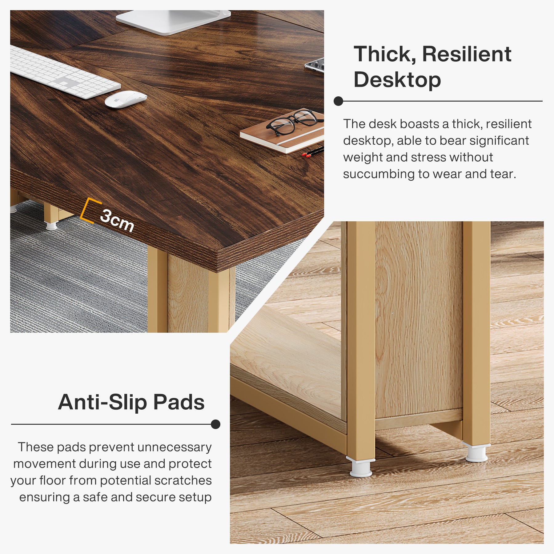 160 cm Computertisch, rechteckiger Schreibtisch aus Holz für das Home Office