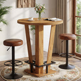 Tribesigns Runder Stehtisch 80 cm Ø im modernen Bar-Design, High Top Bistrotisch mit Metall-Fußstütze 3