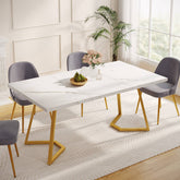 Dining Table, 55" Rectangular Kitchen Table Faux Marble Top Tribesigns 3