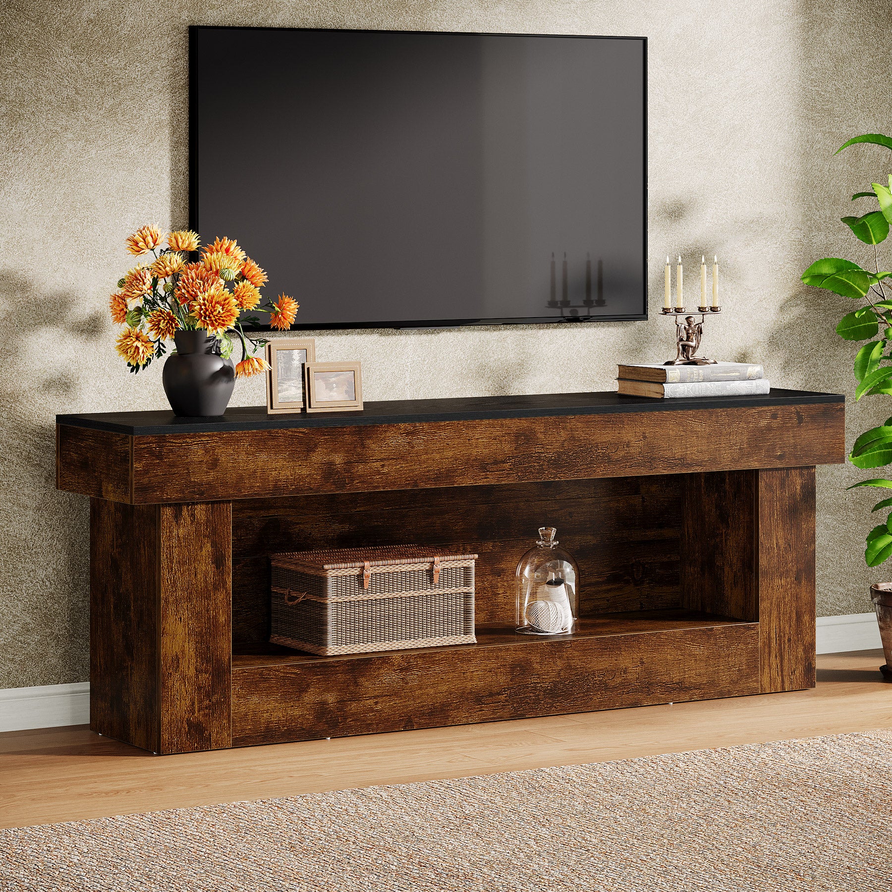 Tribesigns 160 cm TV Lowboard mit Stauraum, moderner TV-Schrank für 60–70 Zoll Fernseher