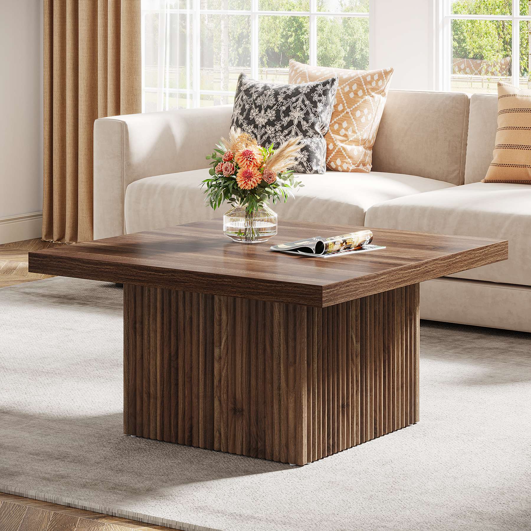 Quadratischer Couchtisch, 80cm Mitteltisch-Cocktailtisch aus Holz