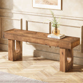 Tribesigns Massivholz Sitzbank 120 cm, Flurbank aus Tannenholz mit stabilem U-Gestell 3