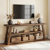 Tribesigns TV-Lowboard aus Massivholz 160 cm, TV-Schrank für Fernseher bis 70 Zoll mit 3 offenen Ablagen 3
