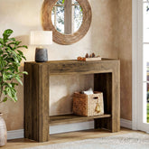 Tribesigns Schmaler Konsolentisch 105 cm, 2-stufiger Flurtisch im Landhausstil mit Ablage 3