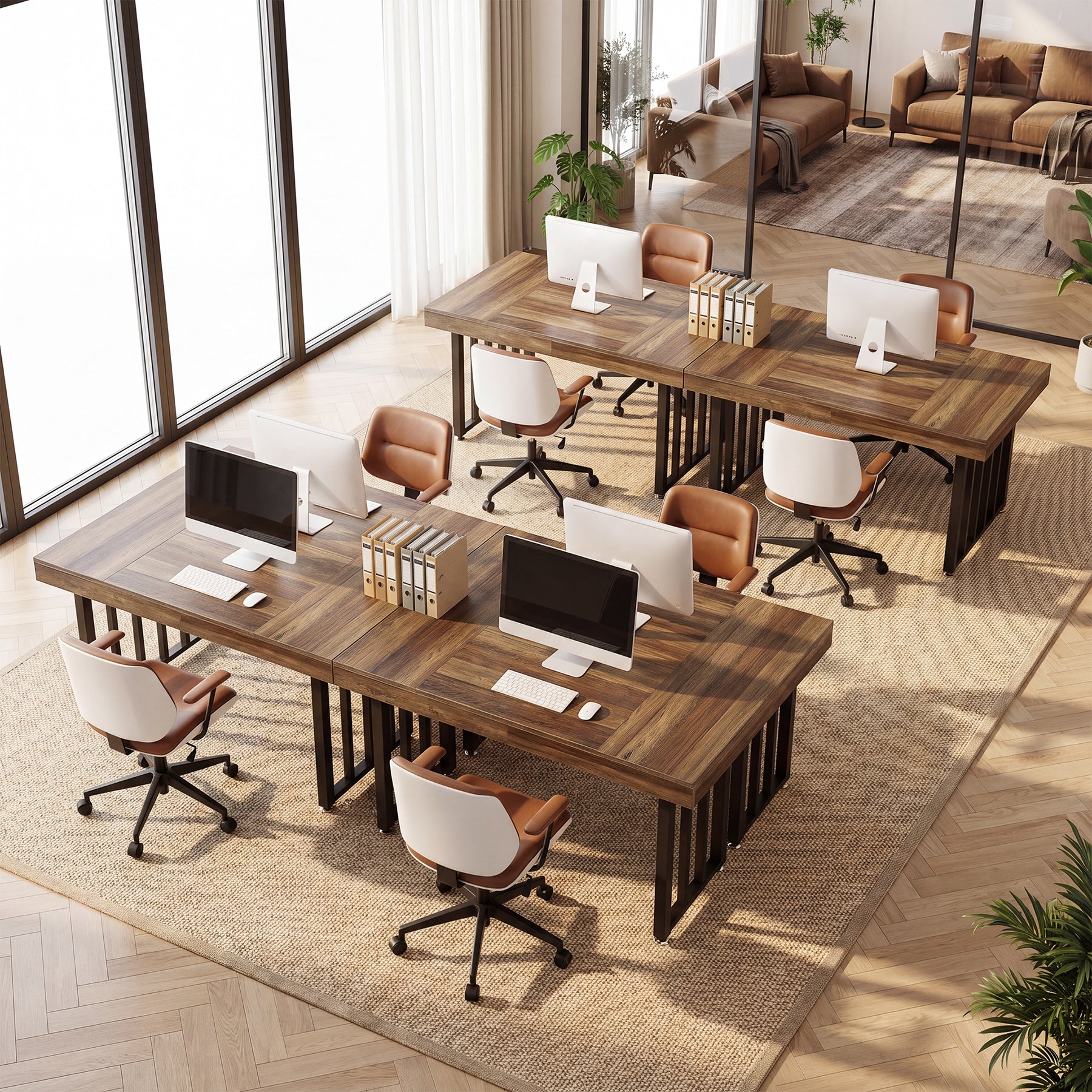 Tribesigns Schreibtisch 140 cm, Großer Computertisch mit Metallgestell, Moderner Bürotisch für Homeoffice