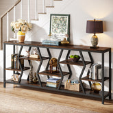 Tribesigns Konsolentisch 180 cm mit 4 Ablagen, Schmaler Sofatisch im Industrial-Landhausstil 3