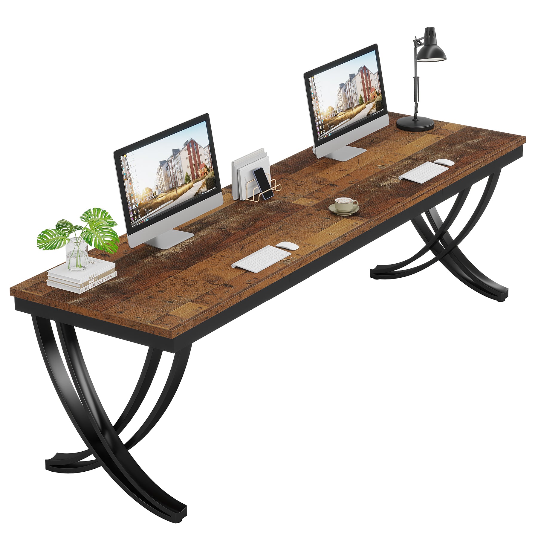 Doppelter Langer Schreibtisch，Schreibtisch, Computertisch, für Home Office