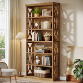 180 cm 6-stufiges Bücherregal, freistehendes Industrie-Regal aus Holz für Wohnzimmer & Homeoffice 3