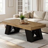 Tribesigns Couchtisch 140 cm für Wohnzimmer, Großer Wohnzimmertisch mit Starker Tischplatte und X-Gestell 3