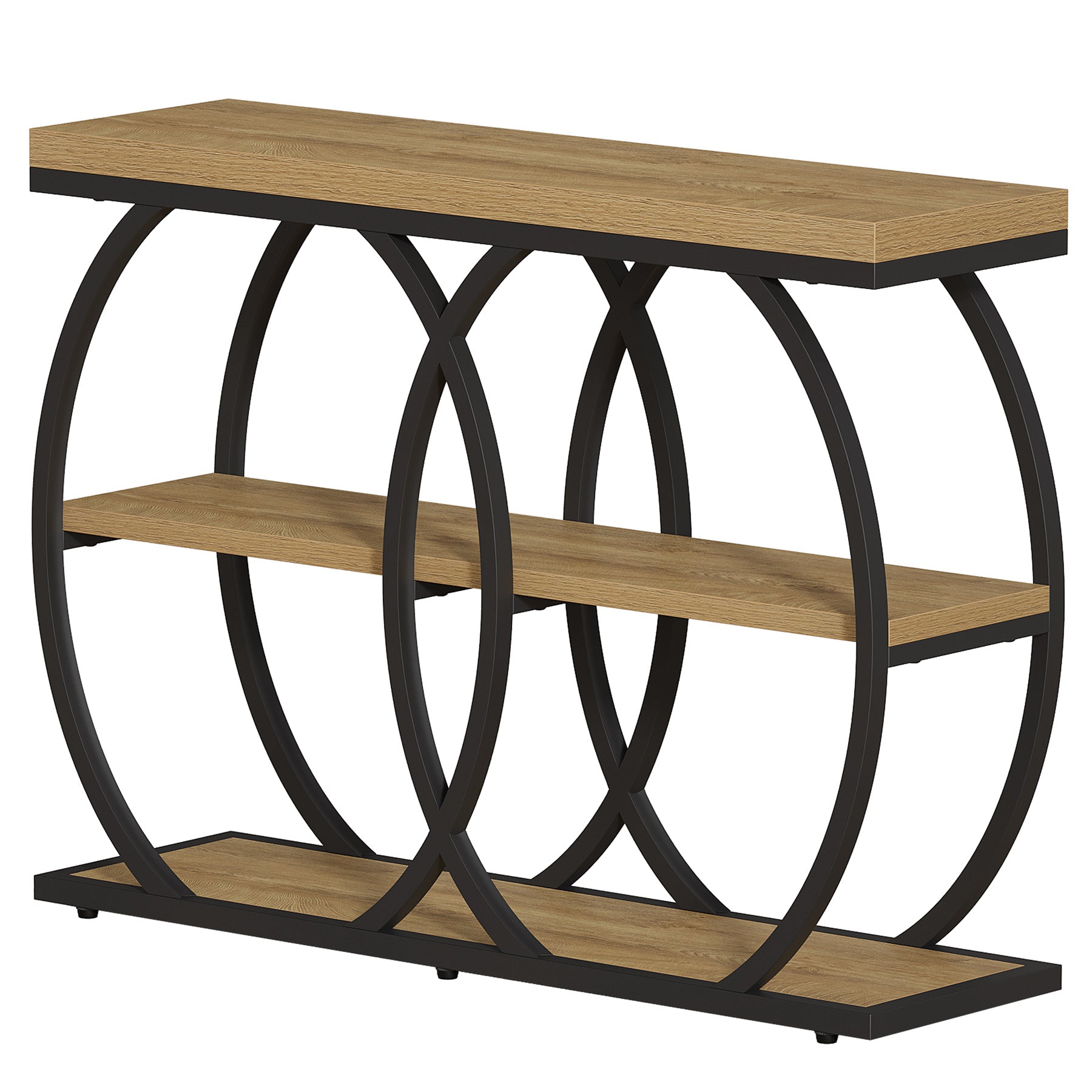 Tribesigns 3-stufiger Konsolentisch im Industrial Stil, 105 cm schmaler Flurtisch mit Ablagen & Metallgestell