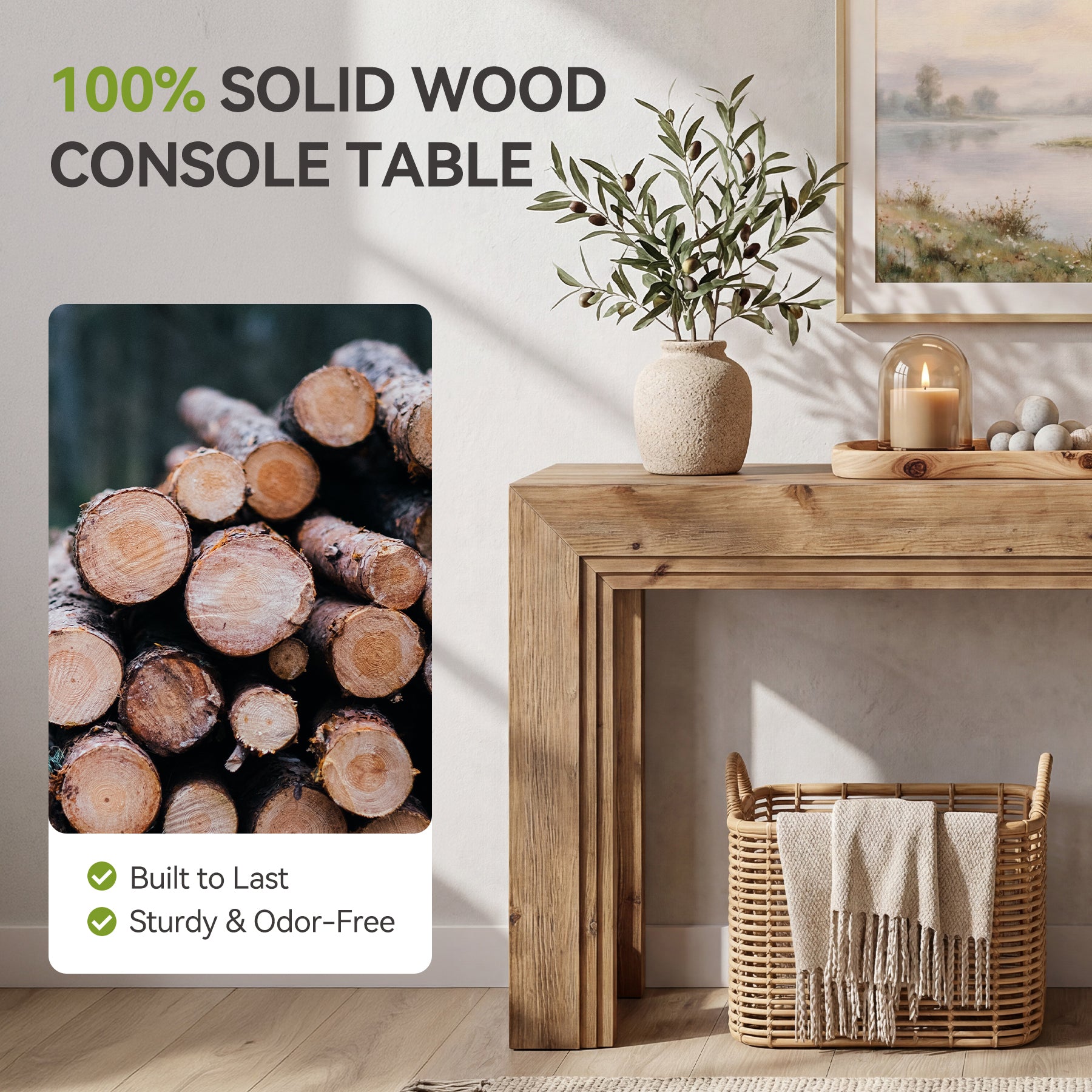 Schmaler Konsolentisch 160 cm, 2-stufiger Sofatisch mit Stauraum für Wohnzimmer & Eingangsbereich