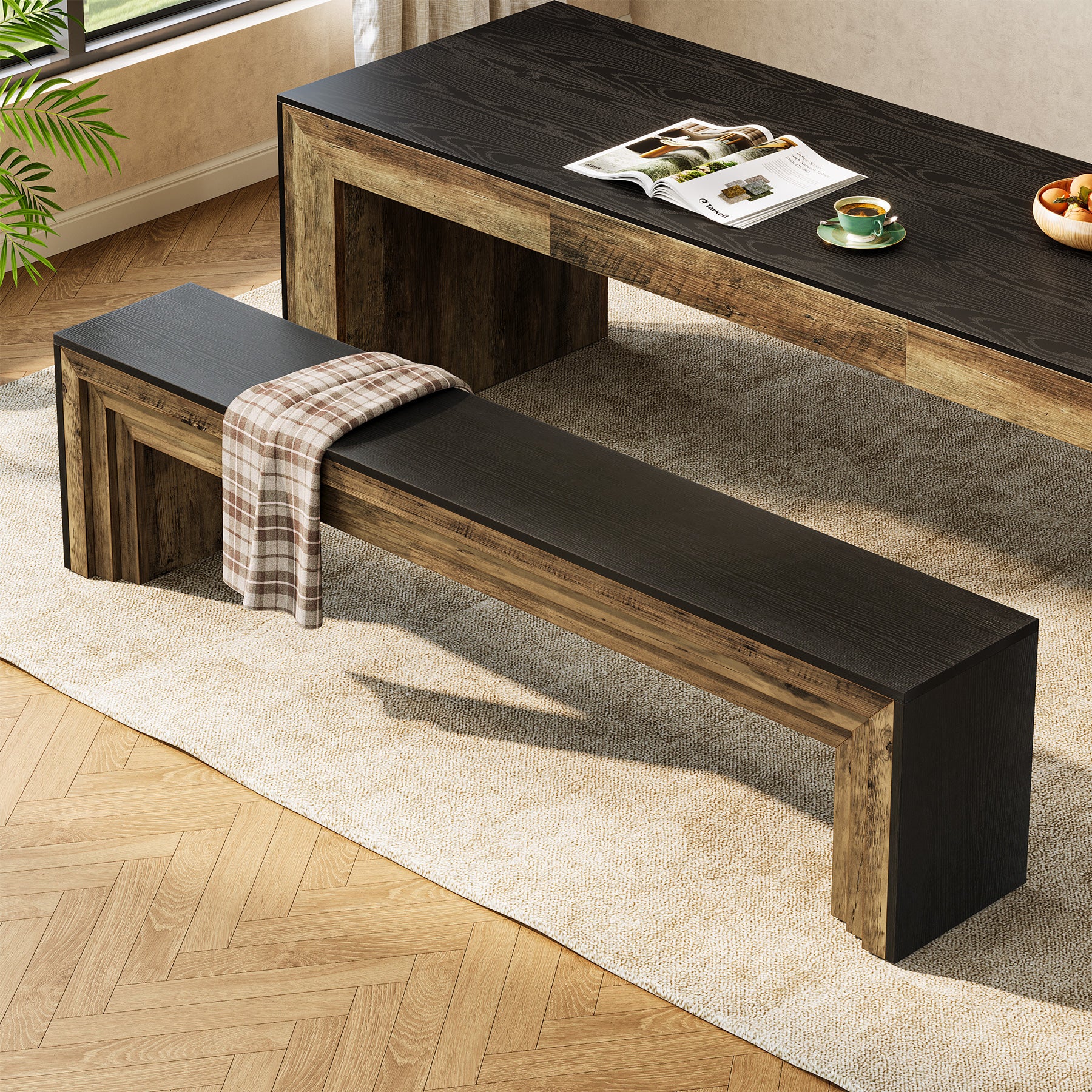 Tribesigns Sitzbank 180 cm, Extra lange Flurbank im modernen Landhausstil für Eingangsbereich & Wohnzimmer
