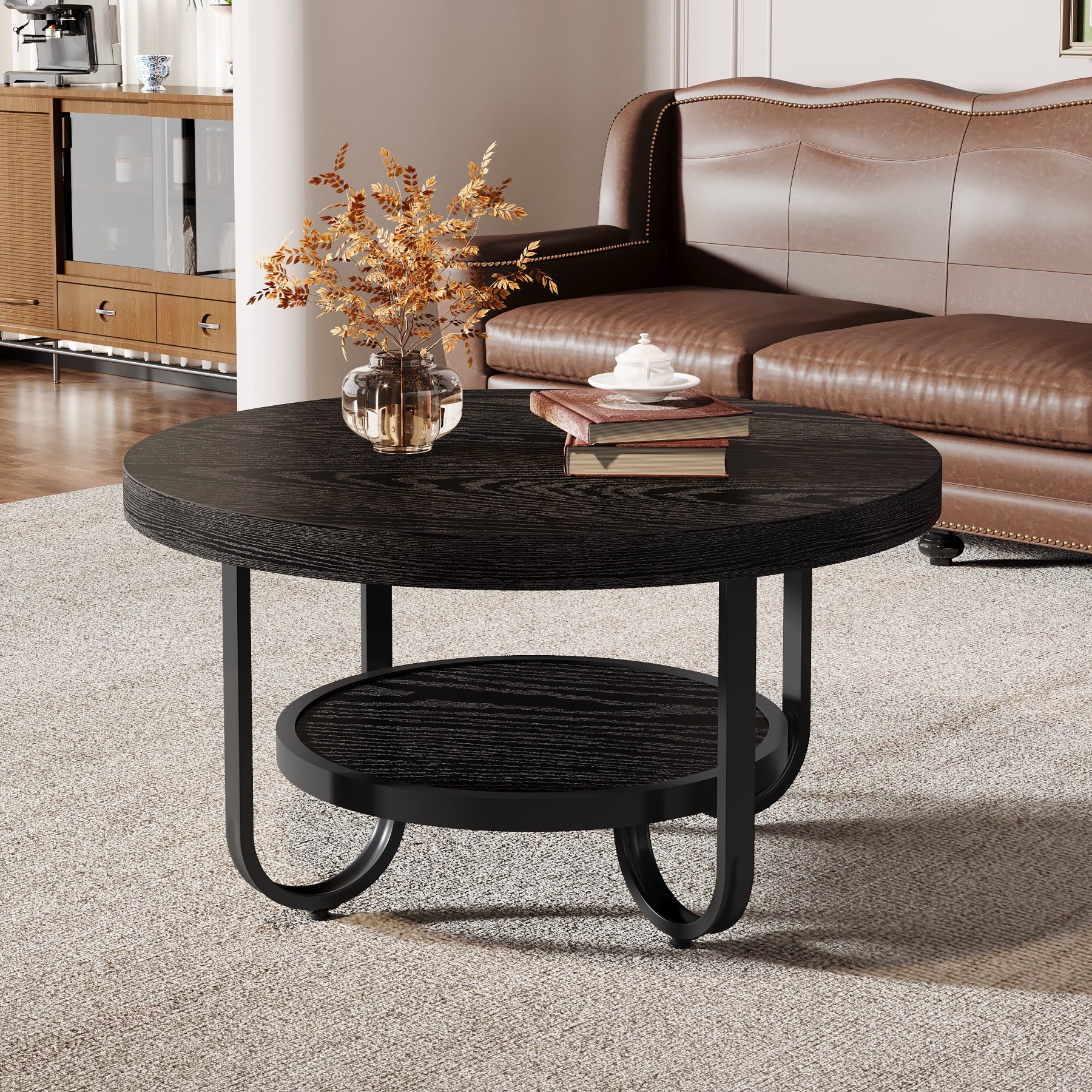 79 cm Couchtisch, 2-stufiger Mitteltisch, Cocktail-Teetisch mit Ablagen