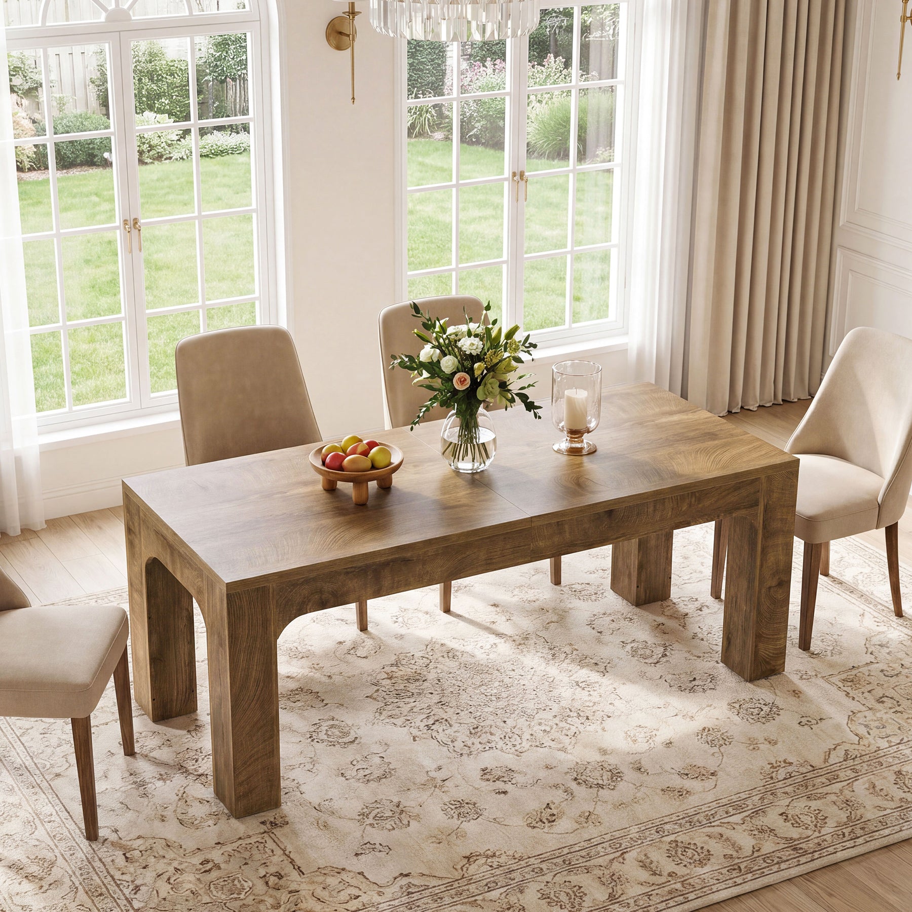 Esstisch 180 cm für 4–6 Personen, Rechteckiger Esszimmertisch im Landhausstil mit Stabilen Beinen
