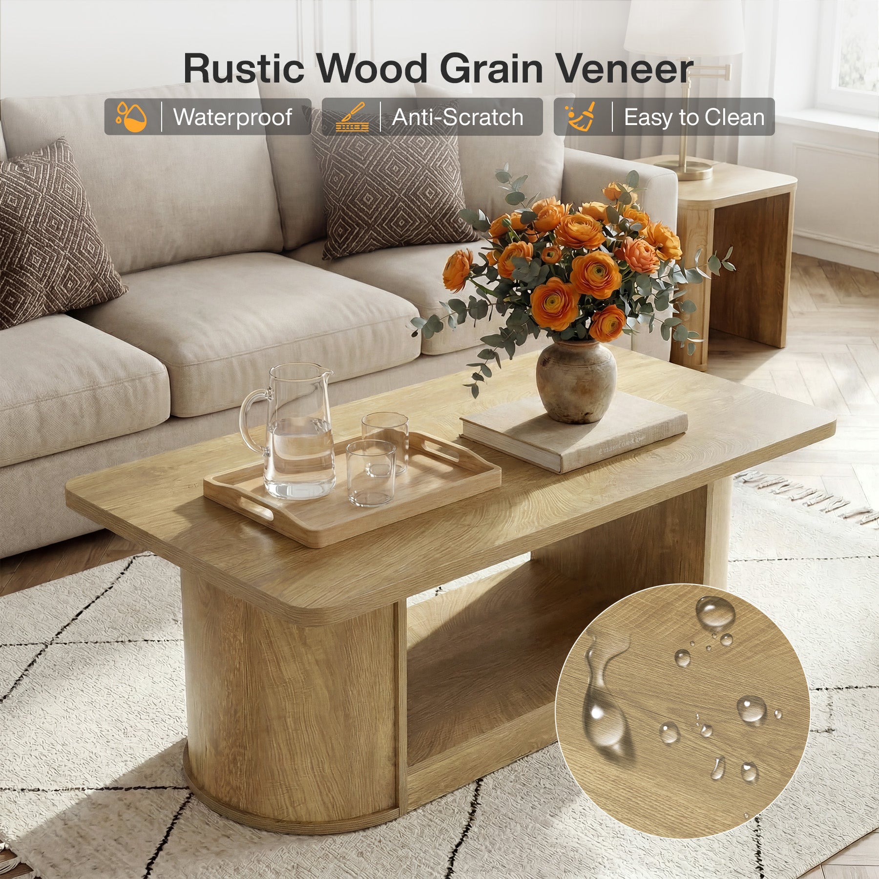 Tribesigns Couchtisch 120 cm modern mit Ablage, 2 Ebenen Wohnzimmertisch rechteckig mit Stauraum