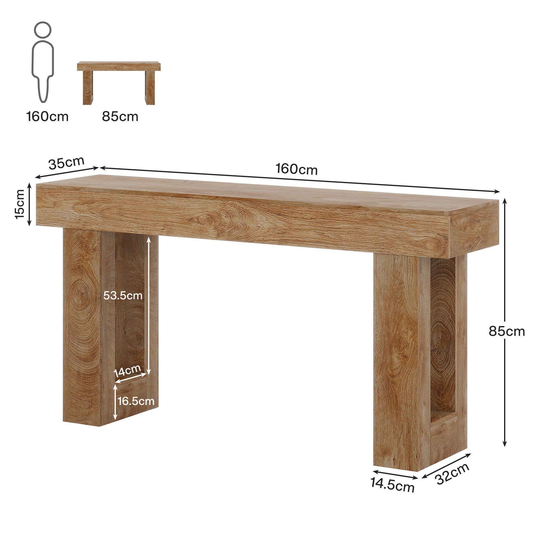 160 cm Konsolentisch, Bauernhaus Holz Sofatisch Eingangstisch