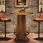 Runder Bartisch 95 cm hoch, Bistrotisch aus Holz mit Metall-Fußstütze 3
