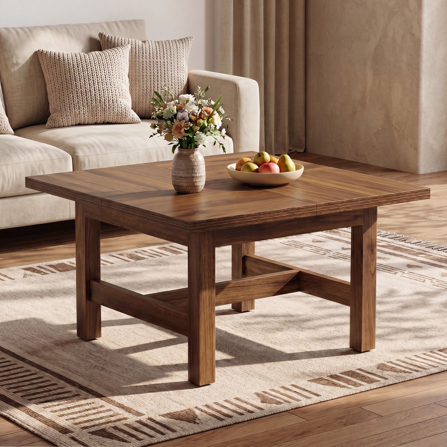 Tribesigns Quadratischer Couchtisch 79 cm, Wohnzimmertisch mit stabilen Beinen & großer Tischplatte