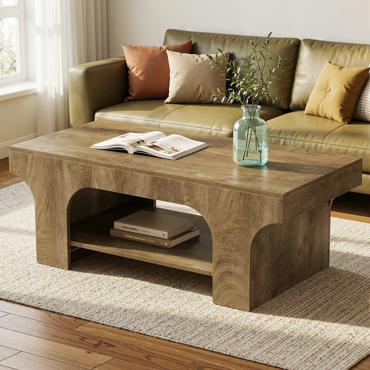 Tribesigns Rechteckiger Couchtisch 120 cm, moderner 2 Ebenen Wohnzimme