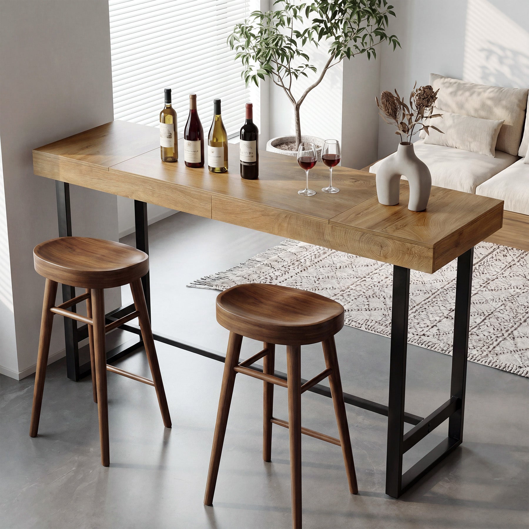 Tribesigns Bartisch 180 cm, Langer Stehtisch mit Metallgestell und Fußstütze