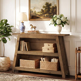 Tribesigns Massivholz Konsolentisch 120 cm, 3-stöckiger Flurtisch im Landhausstil mit Ablagen 3