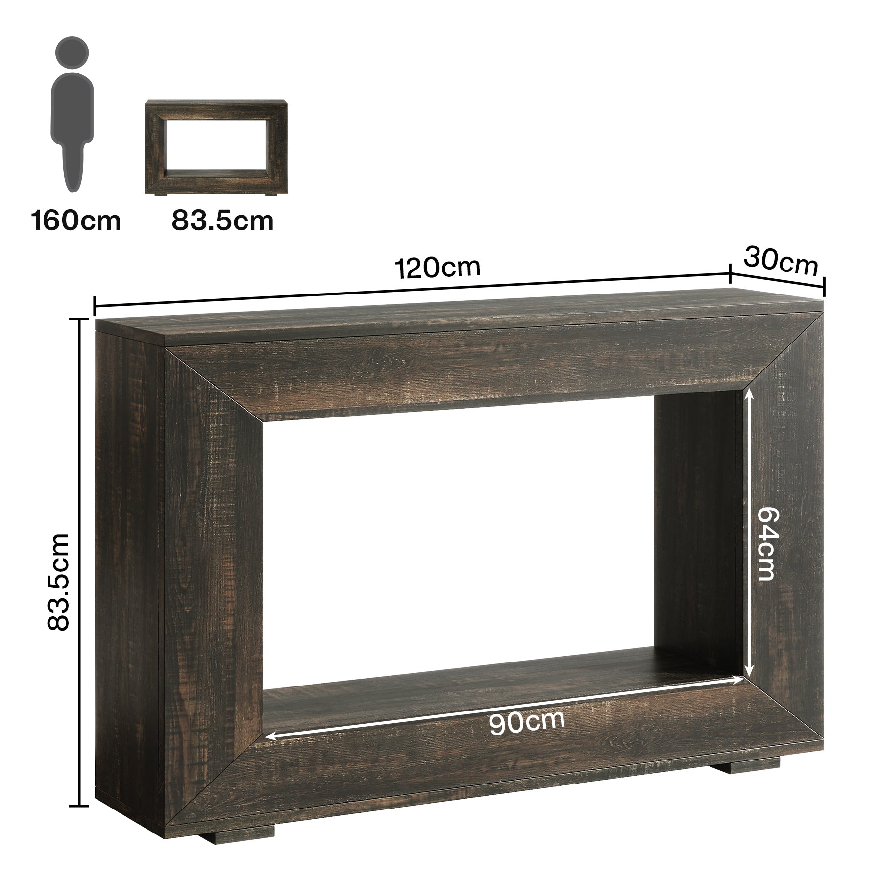 Konsolentisch im Landhausstil, 120 cm Sofatisch aus Holz für den Eingangsbereich mit Stauraum