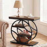 Tribesigns 4-stufiger Beistelltisch, schmaler Sofatisch mit Metallrahmen & Ablagen, industrieller Nachttisch 3